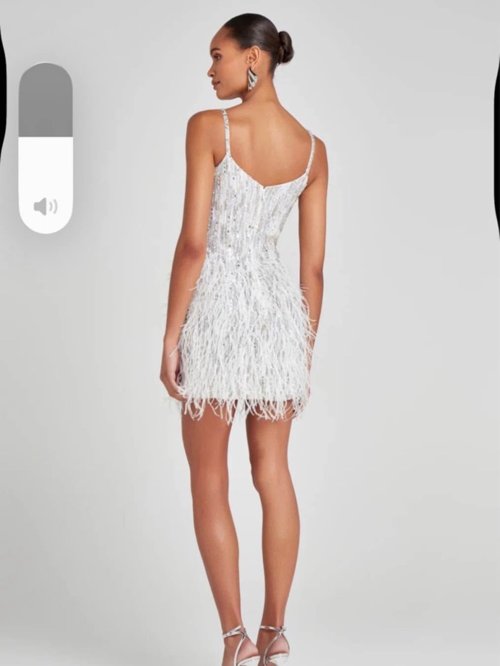NWT NADINE MERABI Christy Silver Sequin & Feather Mini Dress - Picture 4 of 16